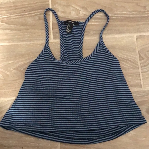 Forever 21 Tops - blue striped crop top forever 21 size small